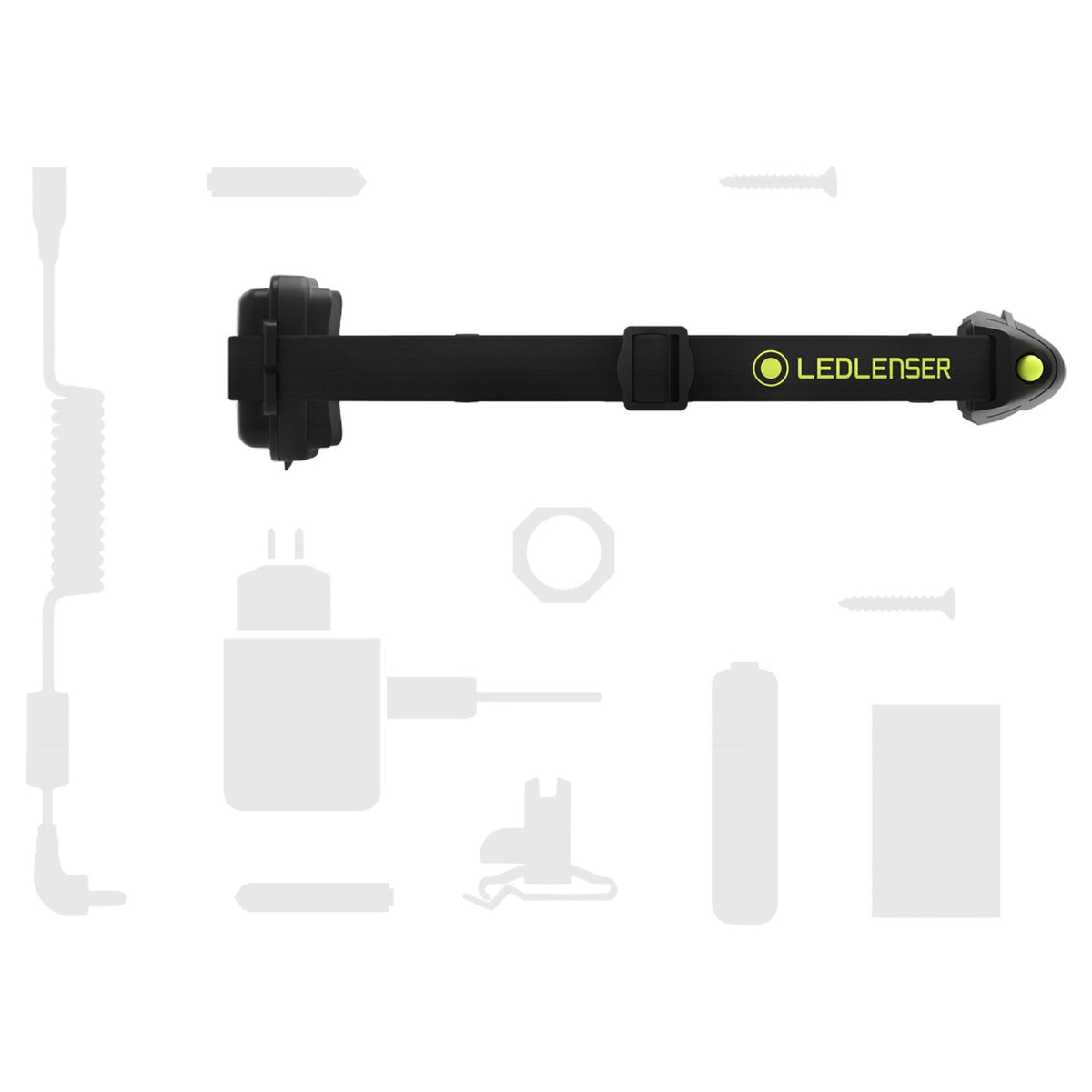 1 battery pack, chest strap, USB cable